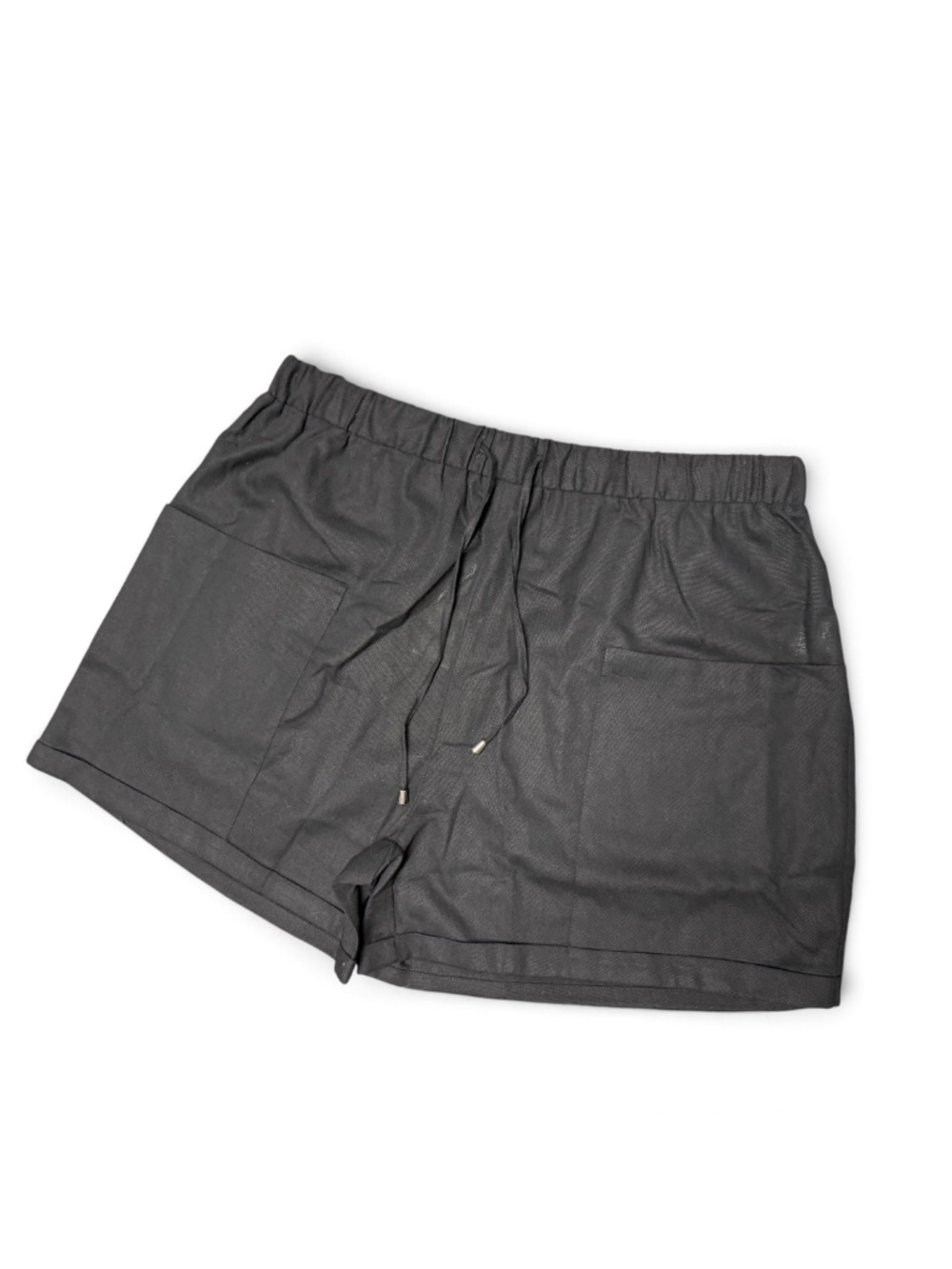 NWT Women's 4XL Black Linen Blend Drawstring Shorts Plus Size
